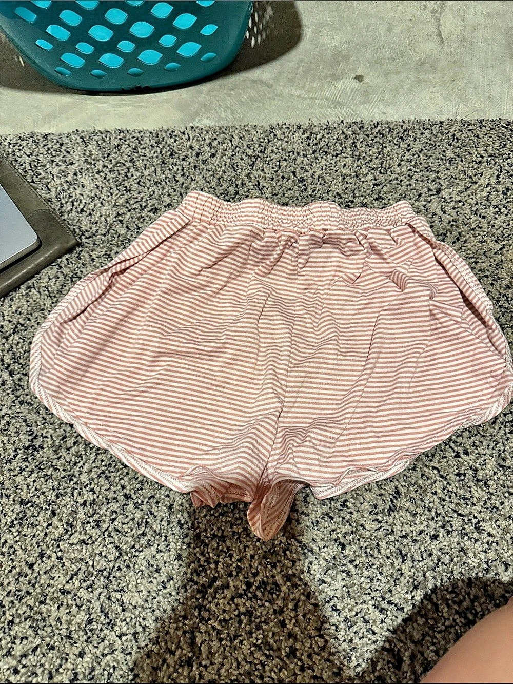Striped Cotton Shorts in Pink & White Size Medium